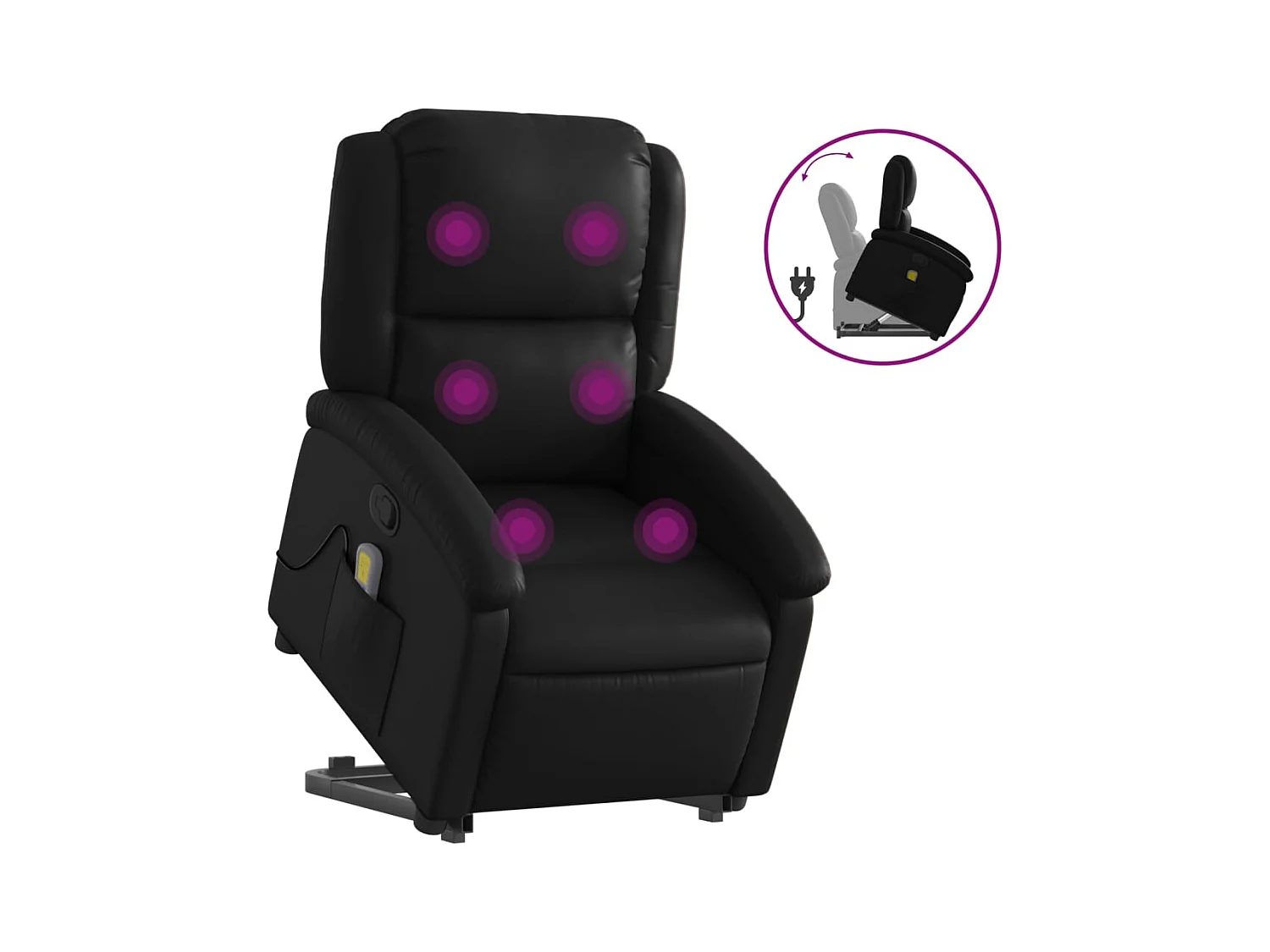 Fauteuil inclinable-Chaise de relax-Fauteuil de Massage Noir Similicuir SHL3625