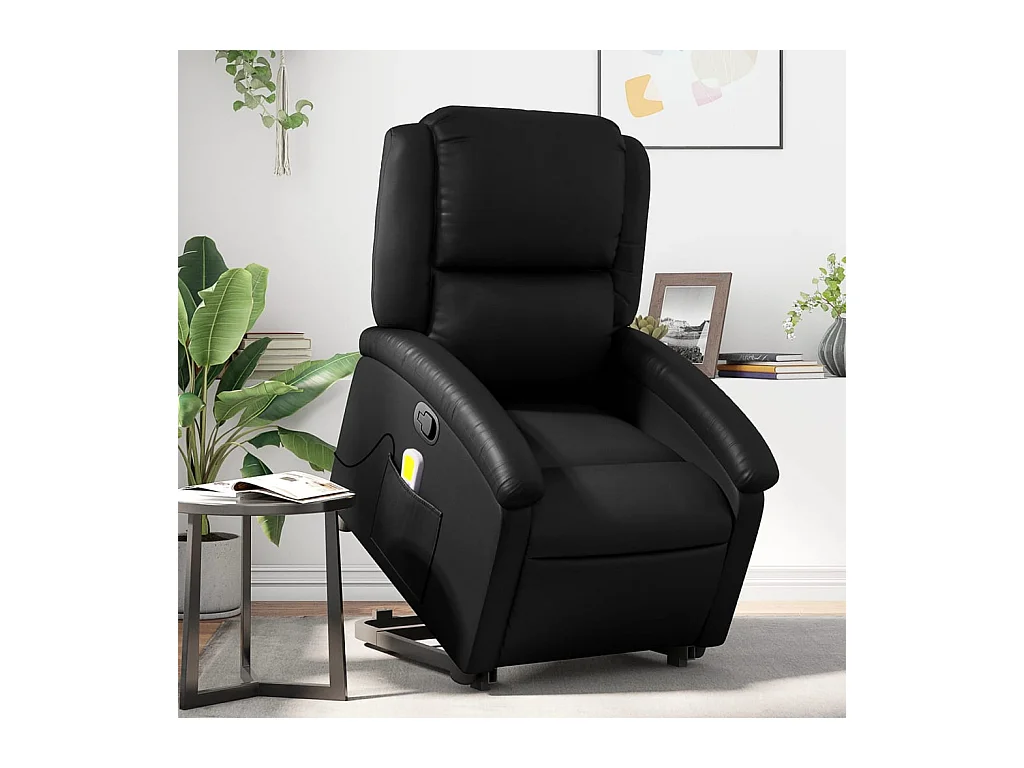 Sillón de relax | Sillón reclinable de masaje de pie cuero artificial negro SHL6427