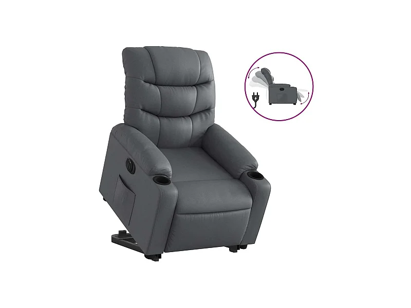 Sillón de relax | Sillón reclinable elevable eléctrico de cuero sintético gris SHL3658