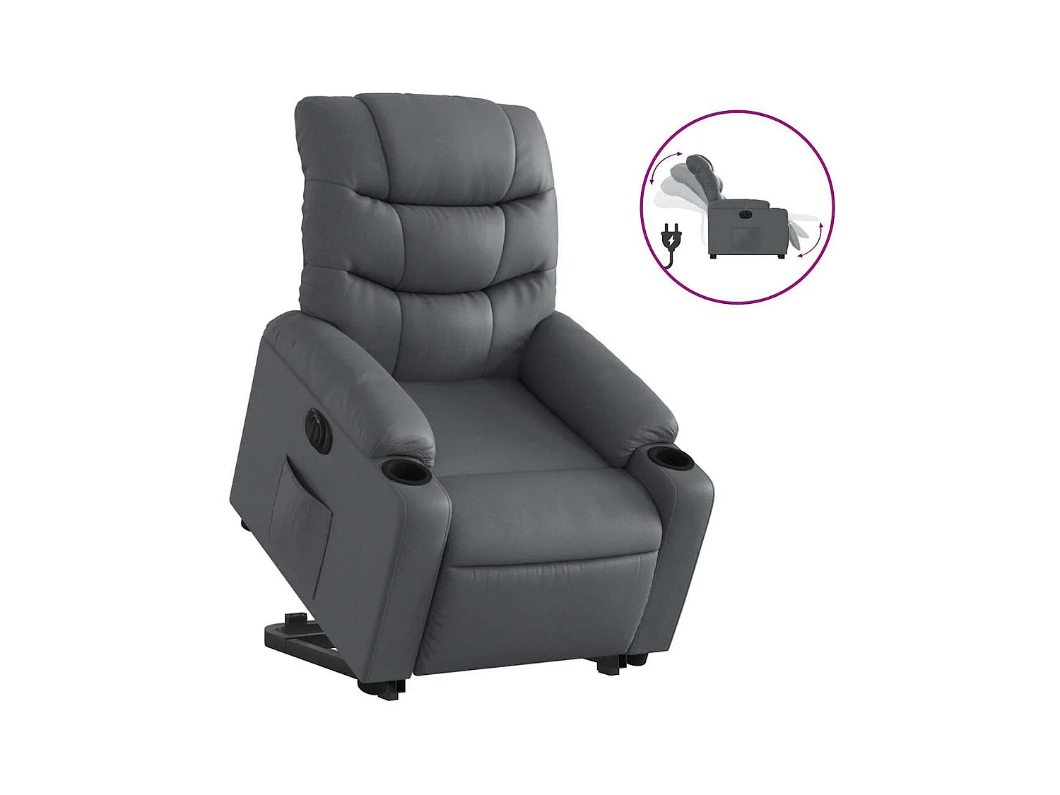 Fauteuil inclinable électrique-Chaise de relax-Fauteuil salon gris similicuir SHL3102