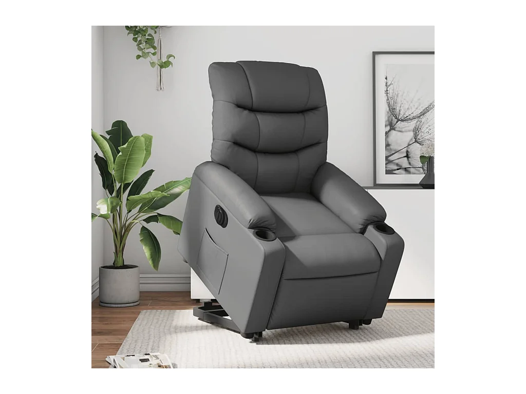 Fauteuil inclinable électrique-Chaise de relax-Fauteuil salon gris similicuir SHL3102