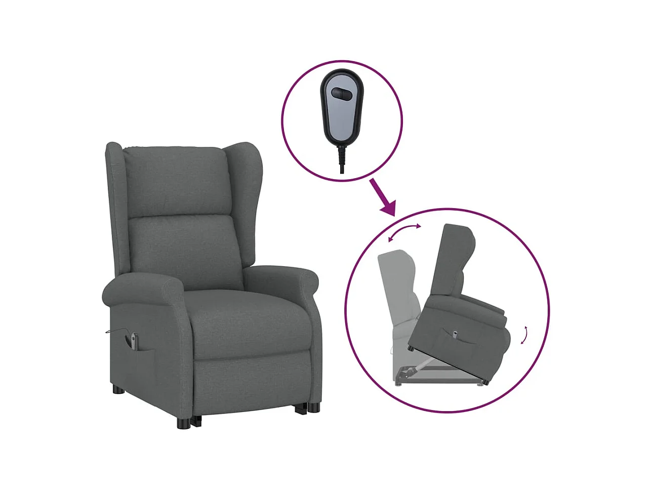 Fauteuil de télévision 73x95x103 cm Gris foncé Tissu SHL3661