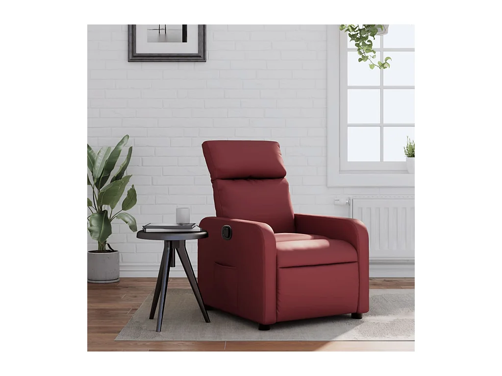 Sillón de relax | Sillón reclinable de cuero sintético rojo tinto SHL6703