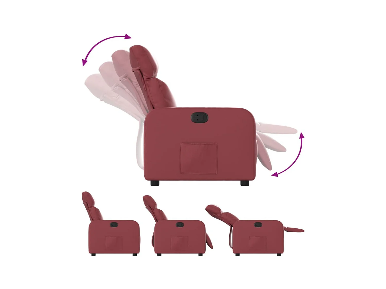 Sillón de relax | Sillón reclinable de cuero sintético rojo tinto SHL6703