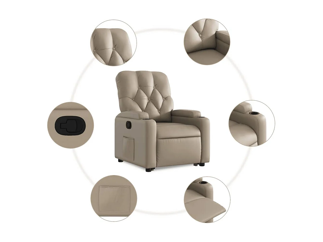 Fauteuil inclinable-Chaise de relax-Fauteuil salon Cappuccino Similicuir SHL2168