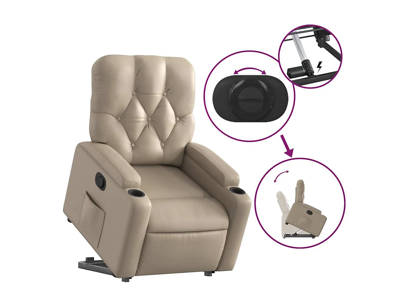 Fauteuil inclinable-Chaise de relax-Fauteuil salon Cappuccino Similicuir SHL2168