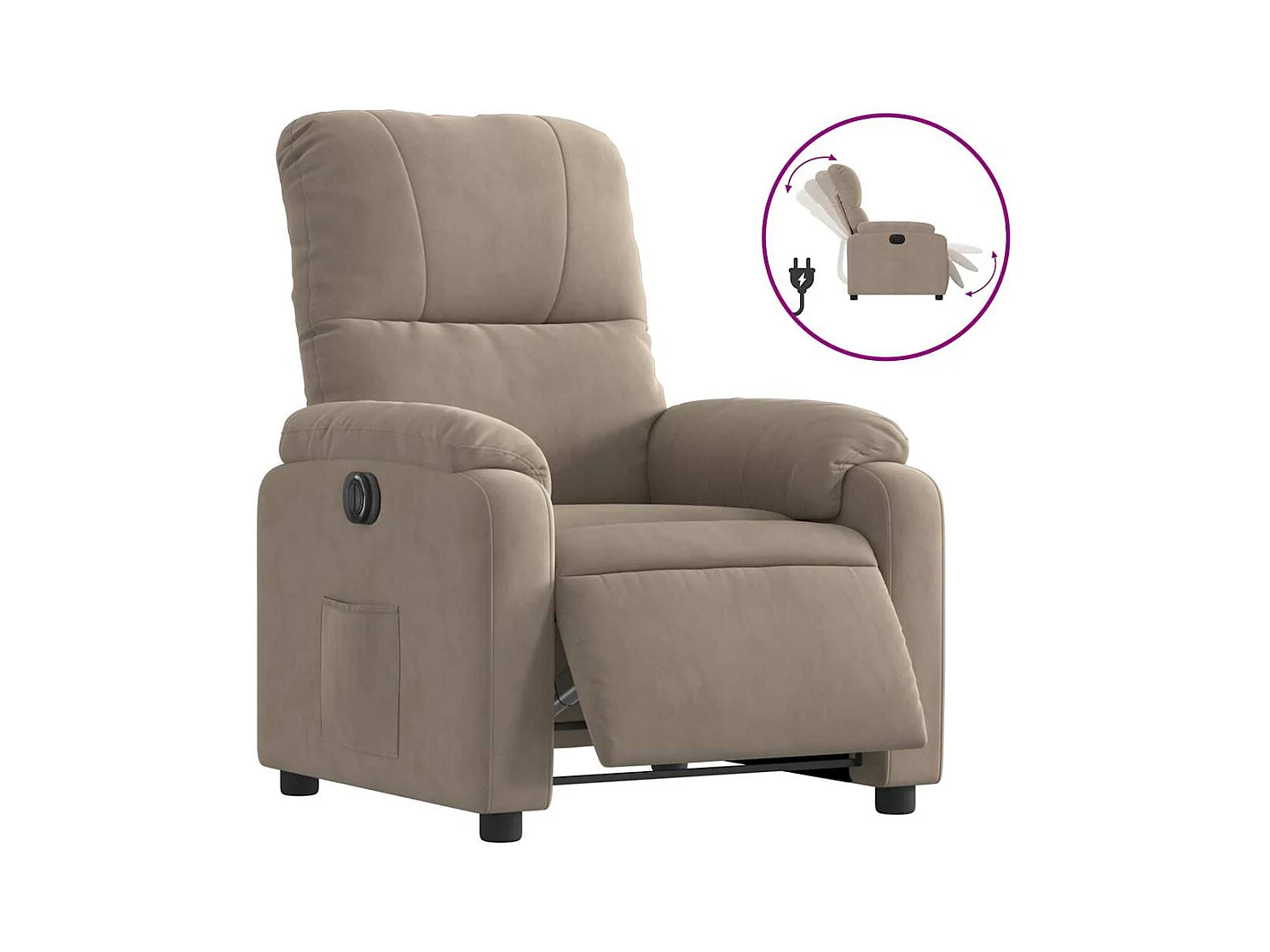 Sillón de relax | Silla | Sillón reclinable eléctrico tela de microfibra gris taupe SHL6612