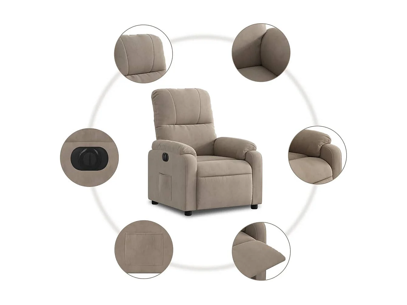 Sillón de relax | Silla | Sillón reclinable eléctrico tela de microfibra gris taupe SHL6612