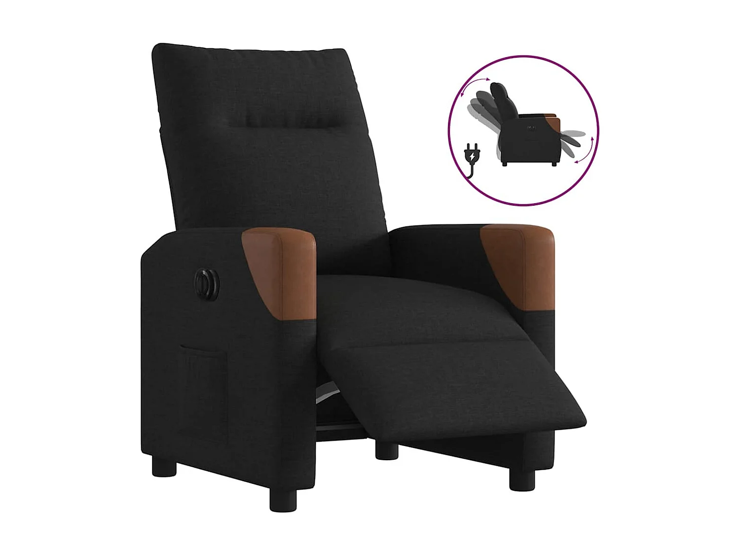 Fauteuil inclinable électrique-Chaise de relax-Fauteuil TV Noir Tissu SHL5206