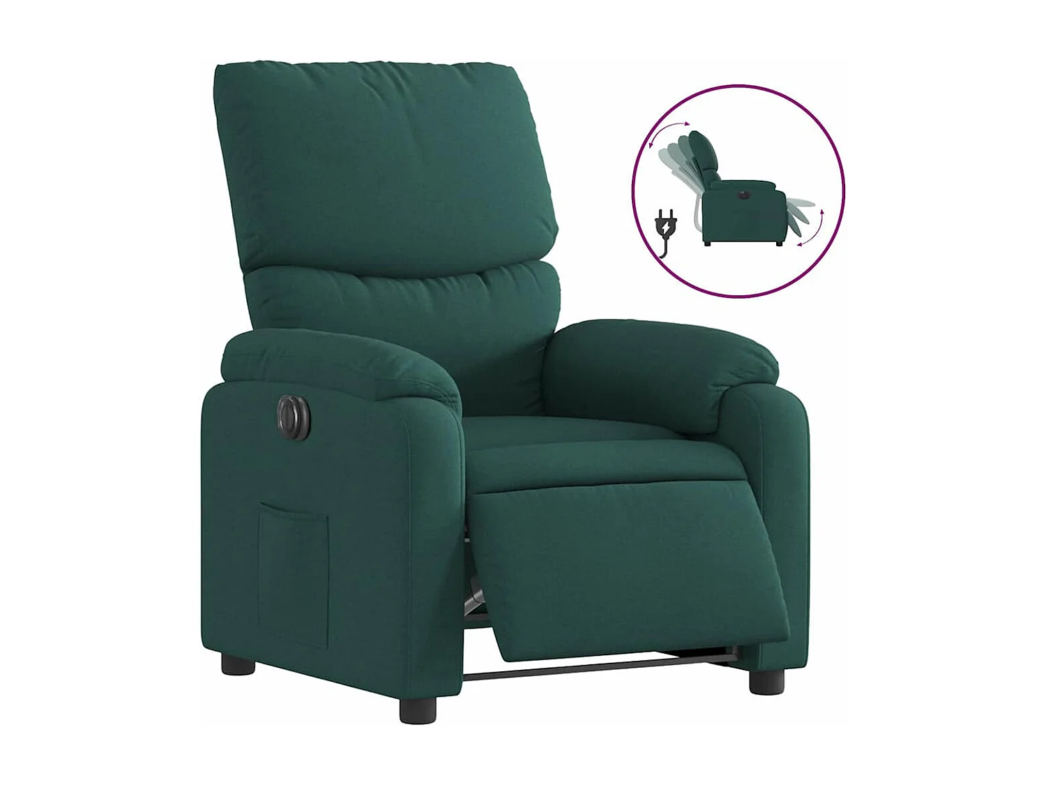 Fauteuil inclinable électrique-Chaise de relax-Fauteuil salon Vert foncé Tissu SHL2086