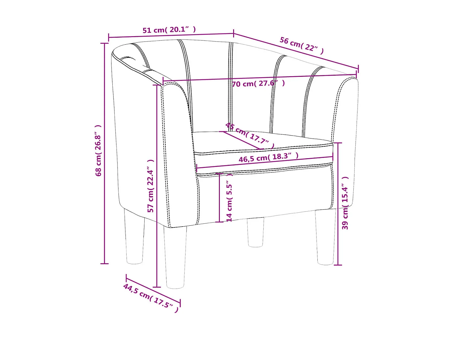 Sillón de salón cuero sintético gris SHL3176