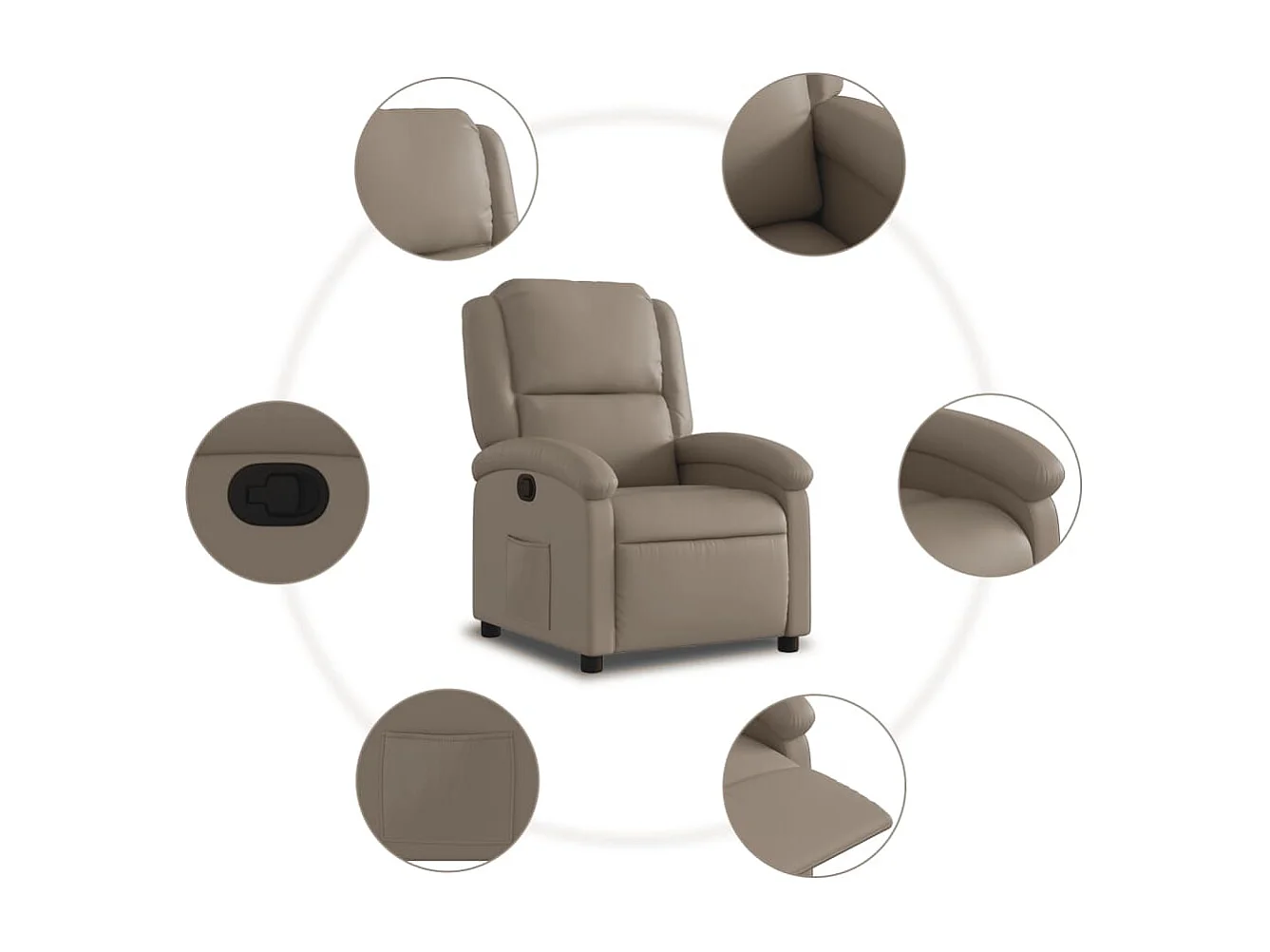 Relaxsessel | Lounge Sessel für Wohnzimmer Cappuccino-Braun Kunstleder SHL78214