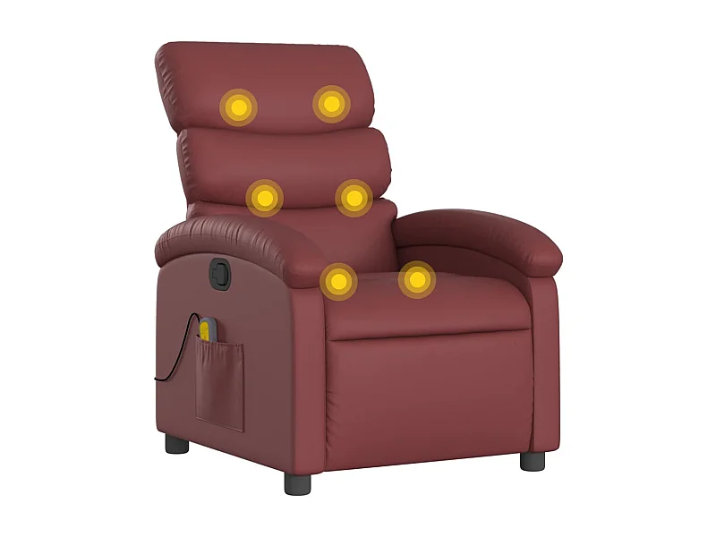 Sillón de salón | Silla | Sillón de masaje reclinable cuero sintético rojo tinto SHL6107