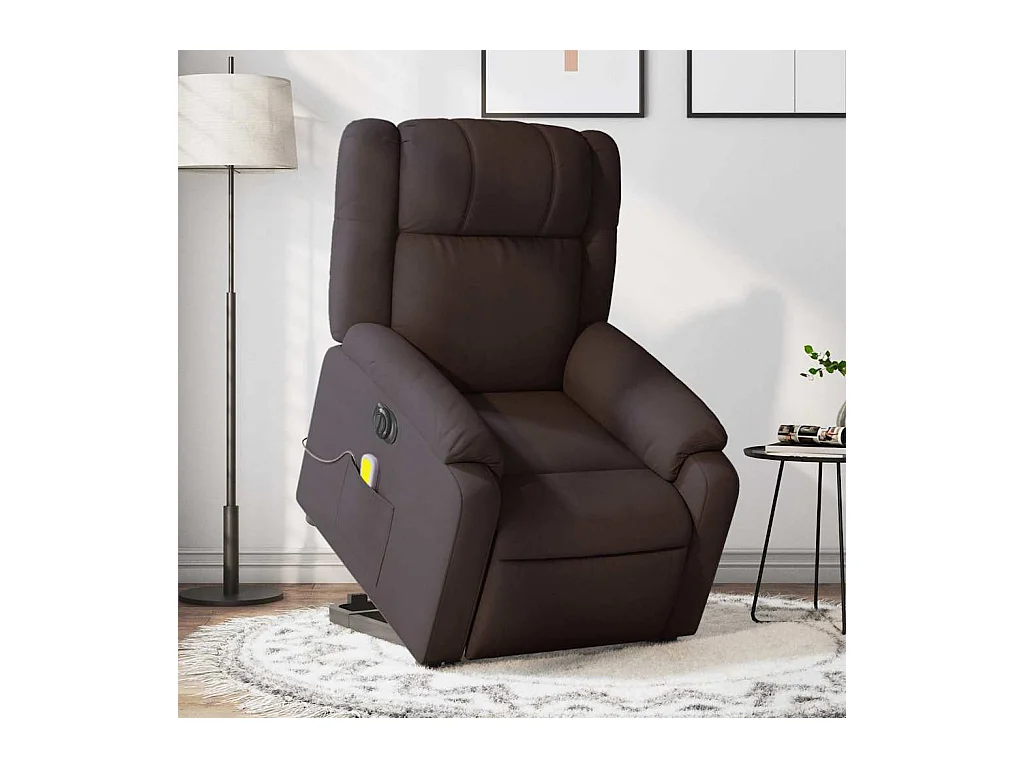 Sillón de salón | Silla | Sillón masaje eléctrico reclinable elevable tela marrón oscuro SHL5431