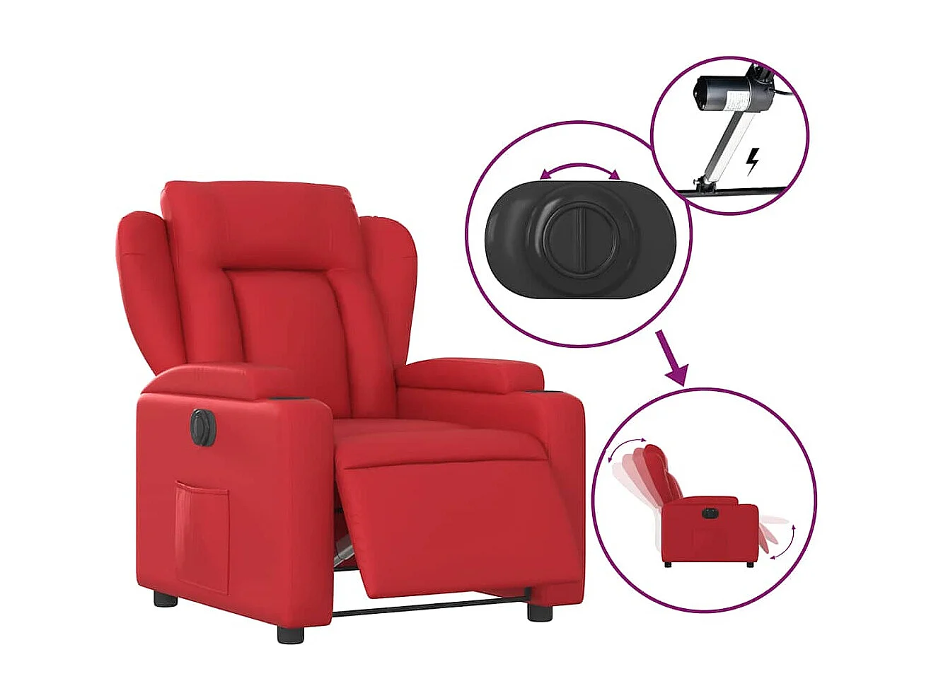 Sillón de relax | Silla | Sillón reclinable eléctrico de cuero sintético rojo SHL2589