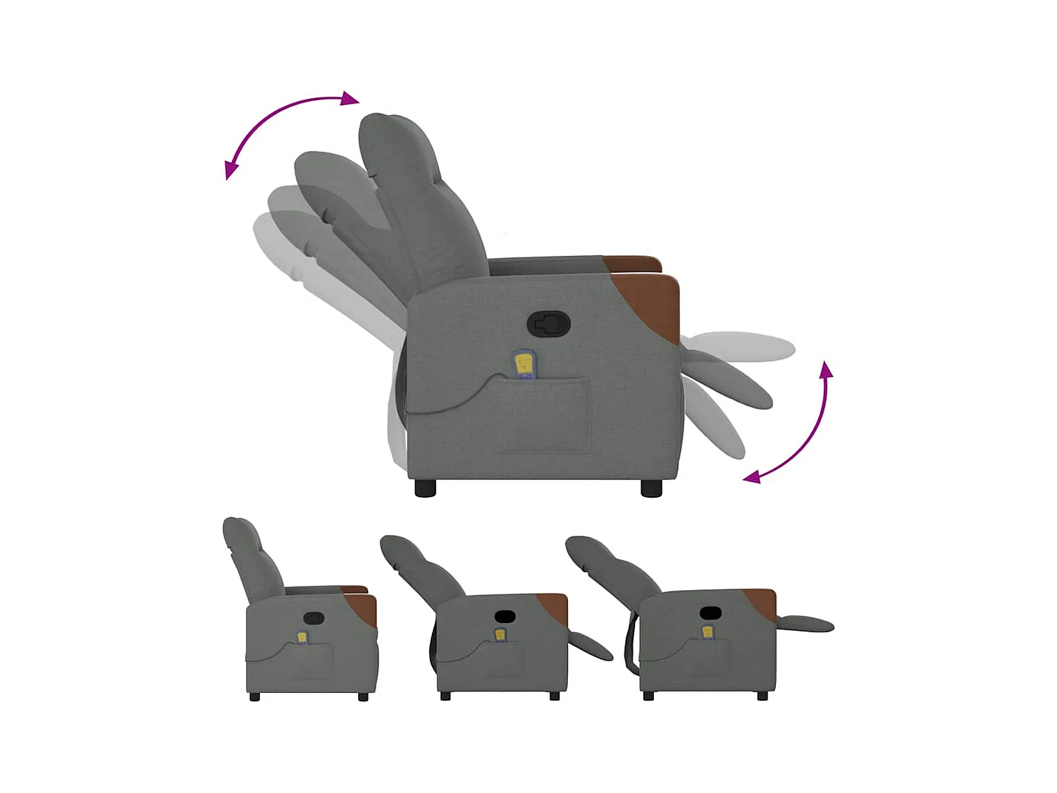 Sillón de relax | Sillón reclinable de masaje de tela gris oscuro SHL4404