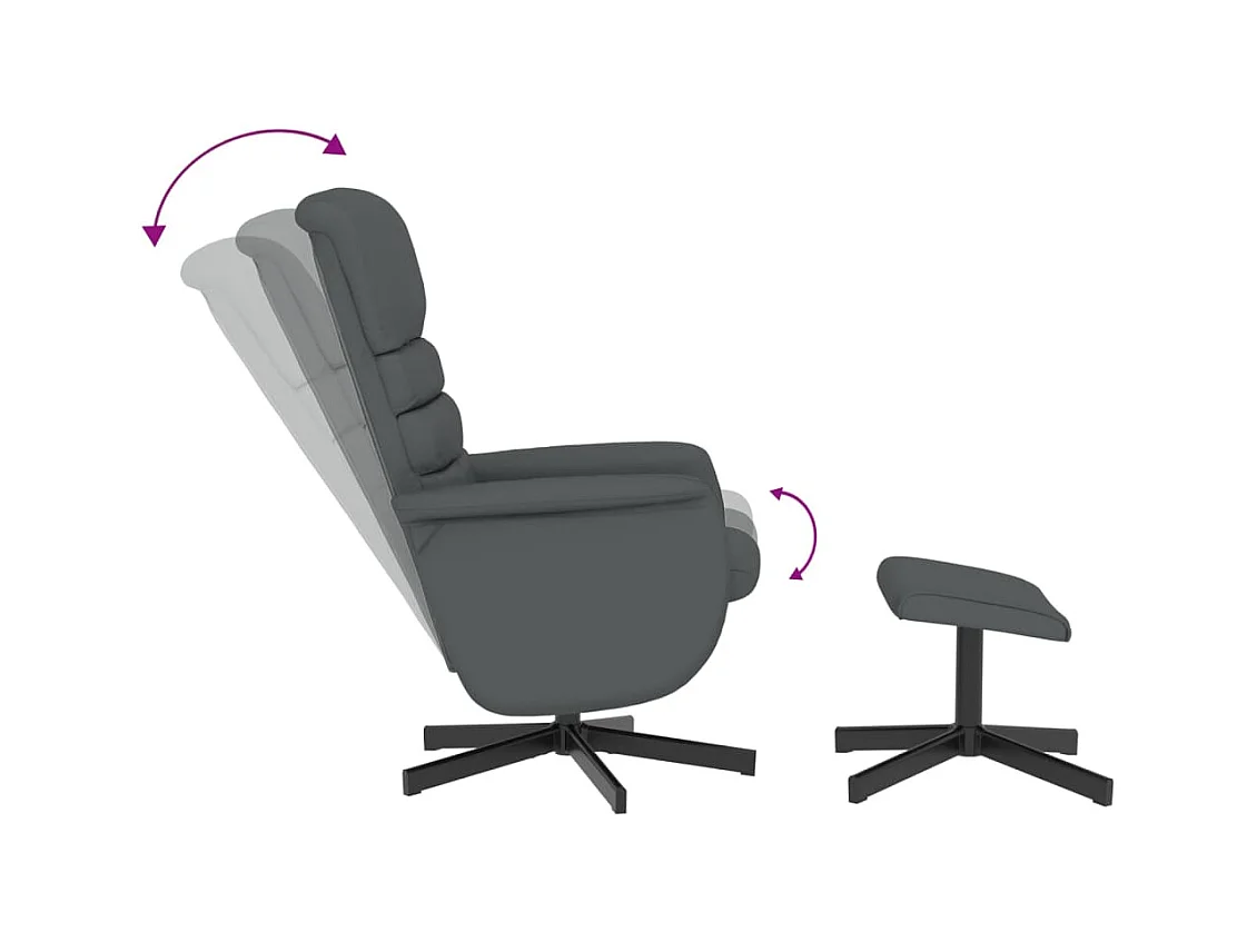 Sillón de relax | Sillón reclinable con reposapiés cuero sintético gris SHL6811