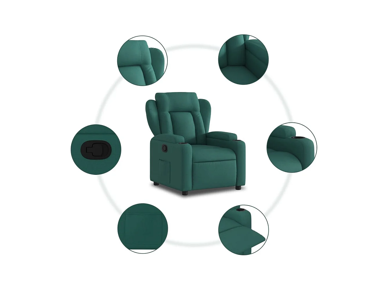 Fauteuil inclinable-Fauteuil salon Vert foncé Tissu SHL4366