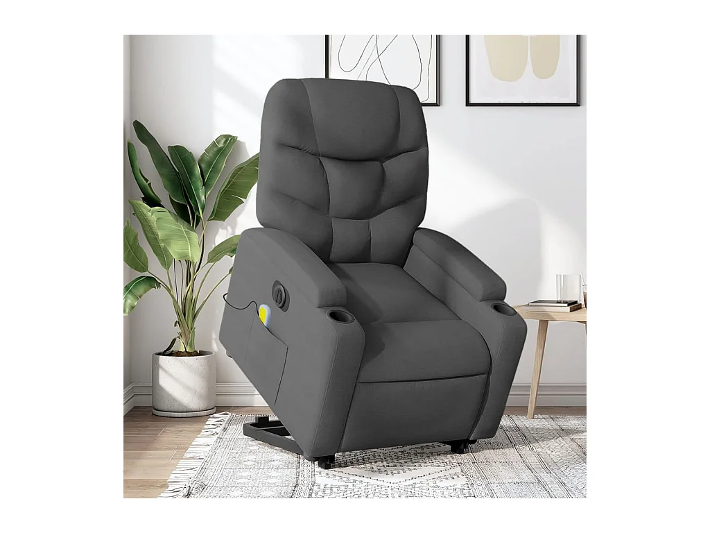 Sillón de salón | Silla | Sillón de masaje eléctrico reclinable elevable tela gris oscuro SHL4843