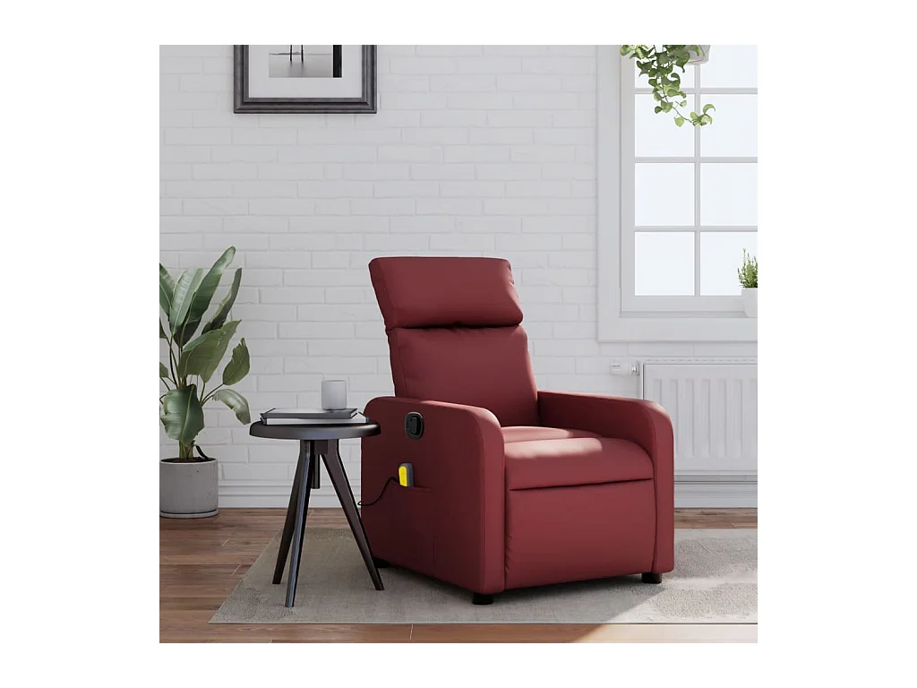Sillón de salón | Silla | Sillón de masaje reclinable cuero sintético rojo tinto SHL9912