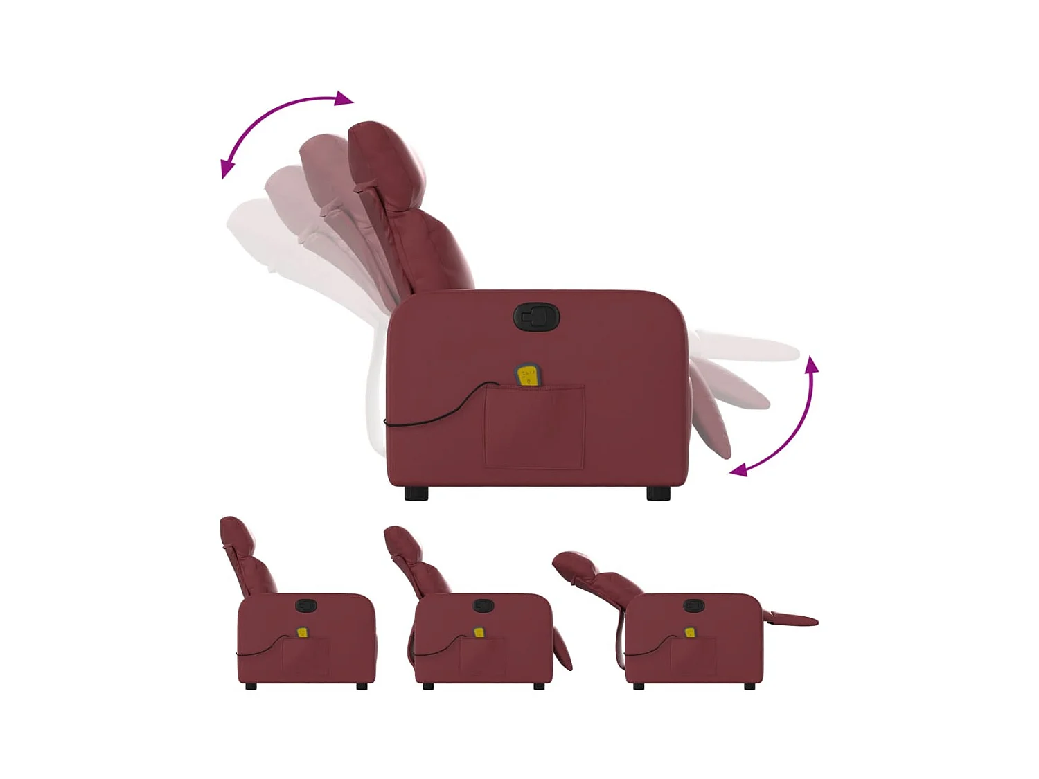 Sillón de salón | Silla | Sillón de masaje reclinable cuero sintético rojo tinto SHL9912