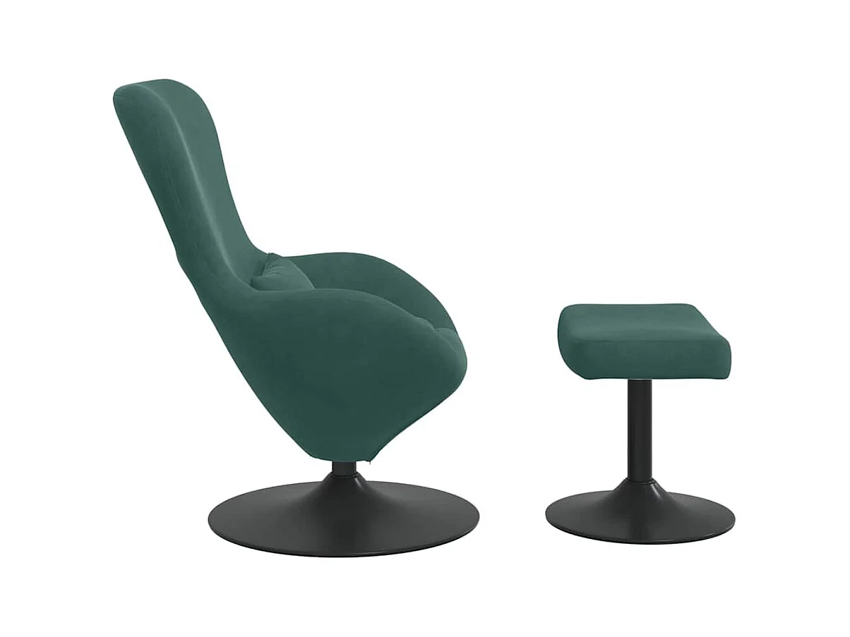 Silla de relax | Sillón Huevo con Puff Verde oscuro 63x73x90 cm Terciopelo SHL3898