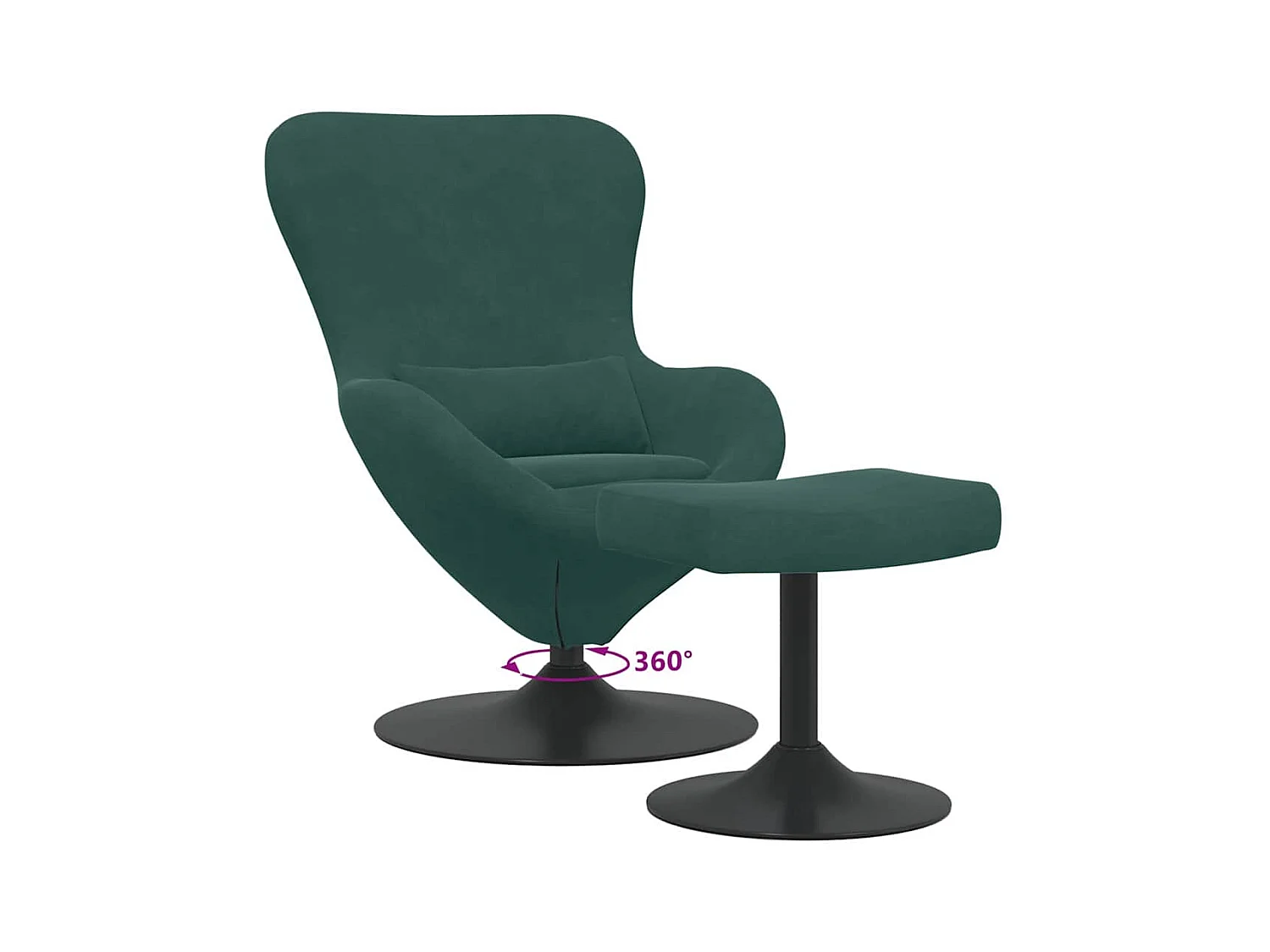 Silla de relax | Sillón Huevo con Puff Verde oscuro 63x73x90 cm Terciopelo SHL3898