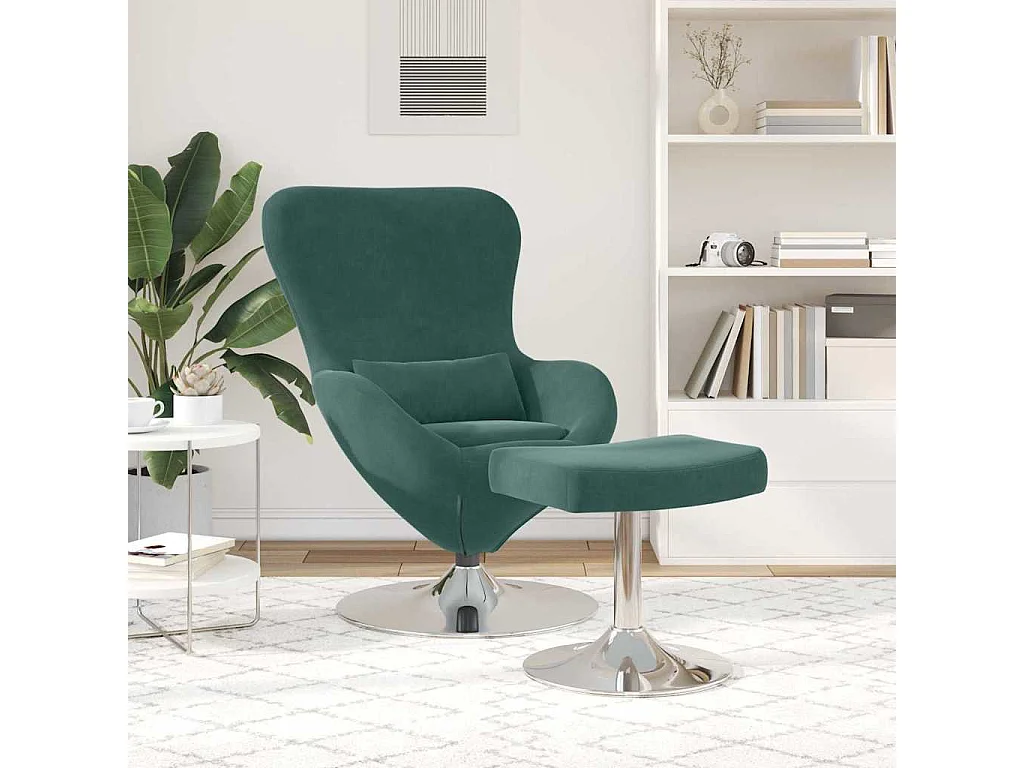 Cadeira Relax | Cadeira com Puff Verde-escuro 63x73x90 cm Veludo SHL228903