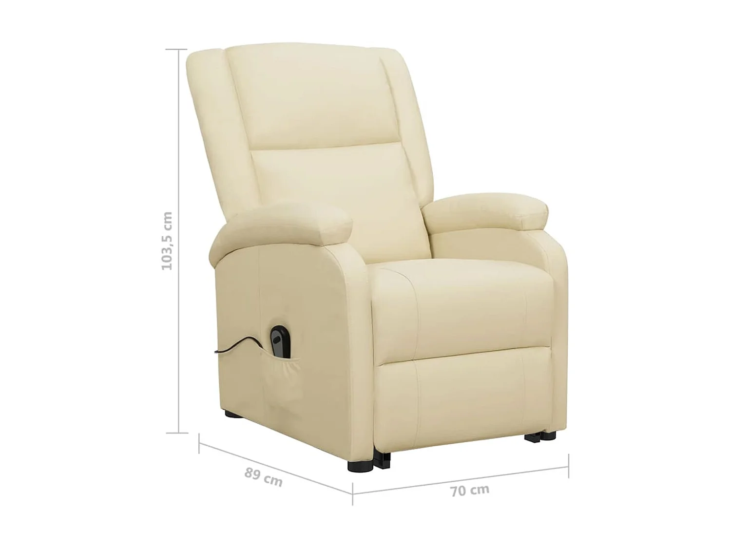Poltrona elevatória couro artificial cor creme SHL478989