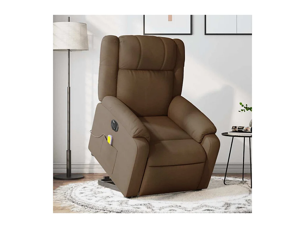 Fauteuil inclinable électrique-Chaise-Fauteuil de Massage Marron Tissu SHL3164