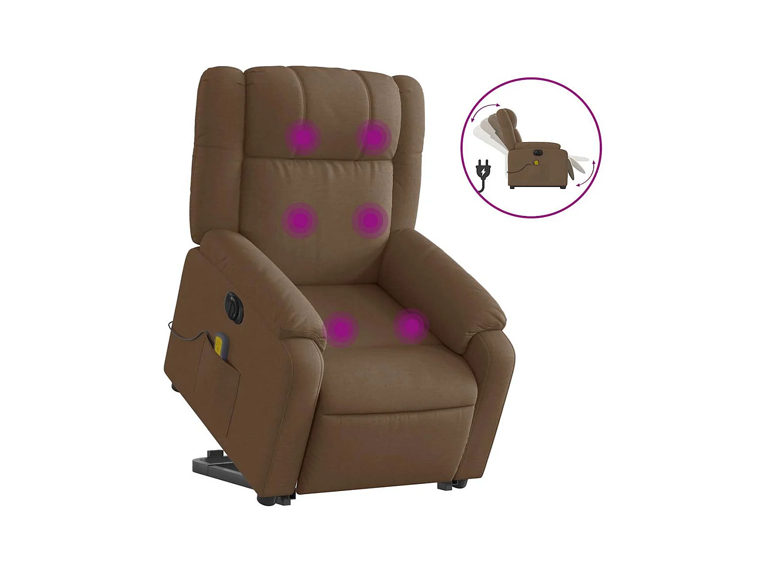 Fauteuil inclinable électrique-Chaise-Fauteuil de Massage Marron Tissu SHL3164