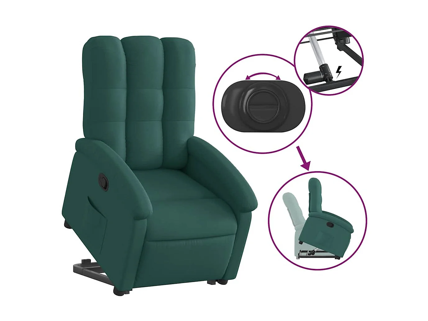 Sillón de relax | Silla | Sillón reclinable elevable tela verde oscuro SHL3324