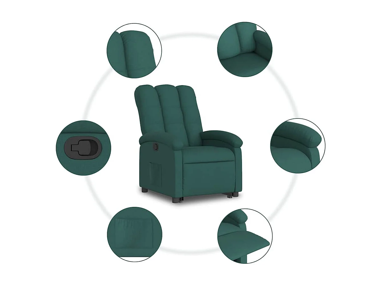Fauteuil inclinable-Chaise de relax-Fauteuil salon vert foncé tissu SHL1783