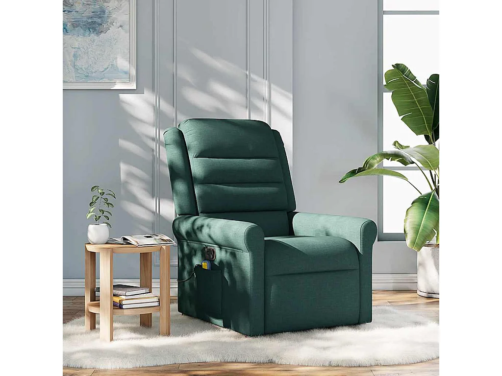 Fauteuil inclinable-Chaise de relax-Fauteuil de Massage Vert foncé Tissu SHL2775