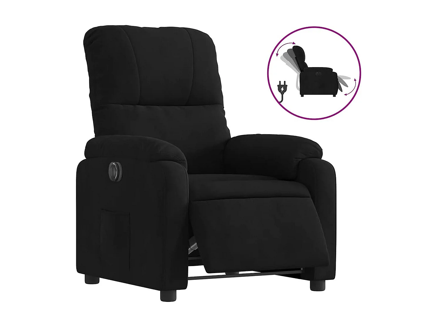 Fauteuil inclinable électrique-Chaise de relax-Fauteuil salon noir tissu microfibre SHL4730