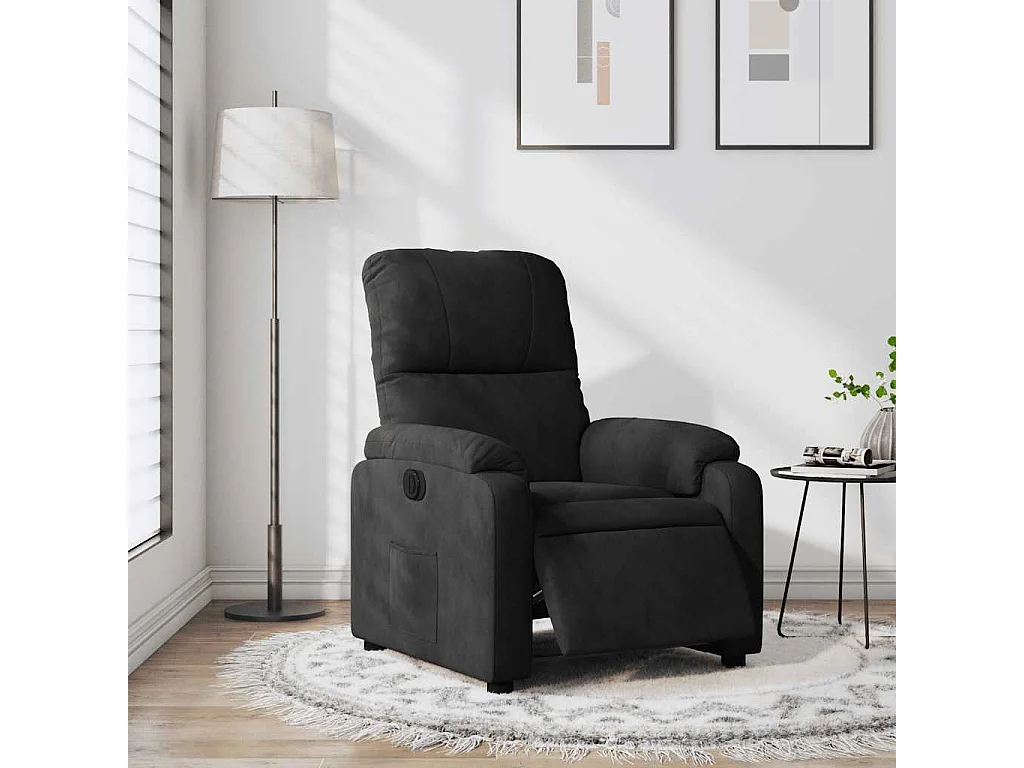 Fauteuil inclinable électrique-Chaise de relax-Fauteuil salon noir tissu microfibre SHL4730