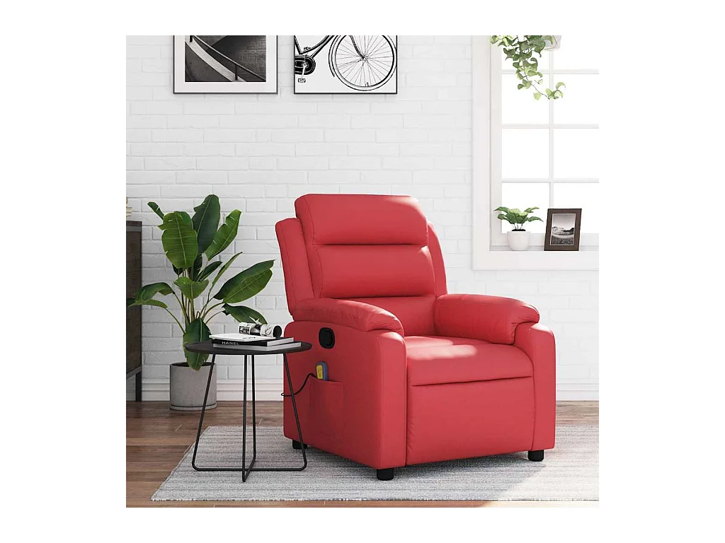 Sillón de salón | Silla | Sillón de masaje reclinable cuero sintético rojo SHL7776