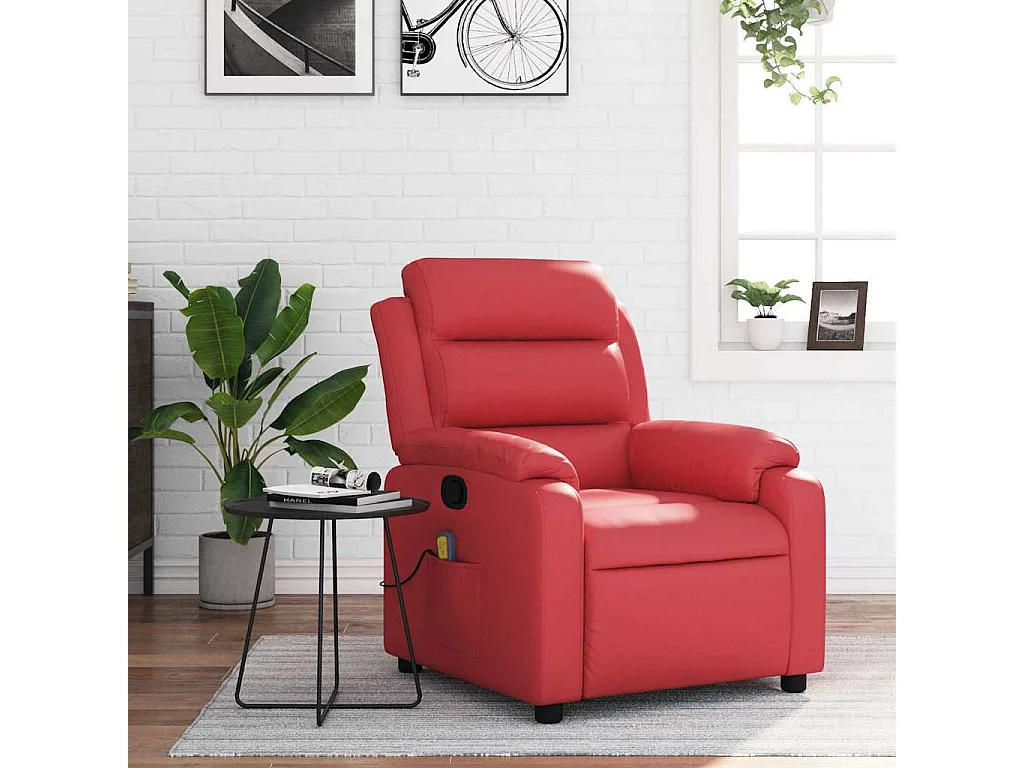 Poltrona Salotto | Sedia Relax | Poltrona Massaggiante Reclinabile Rossa in Similpelle SHL9683