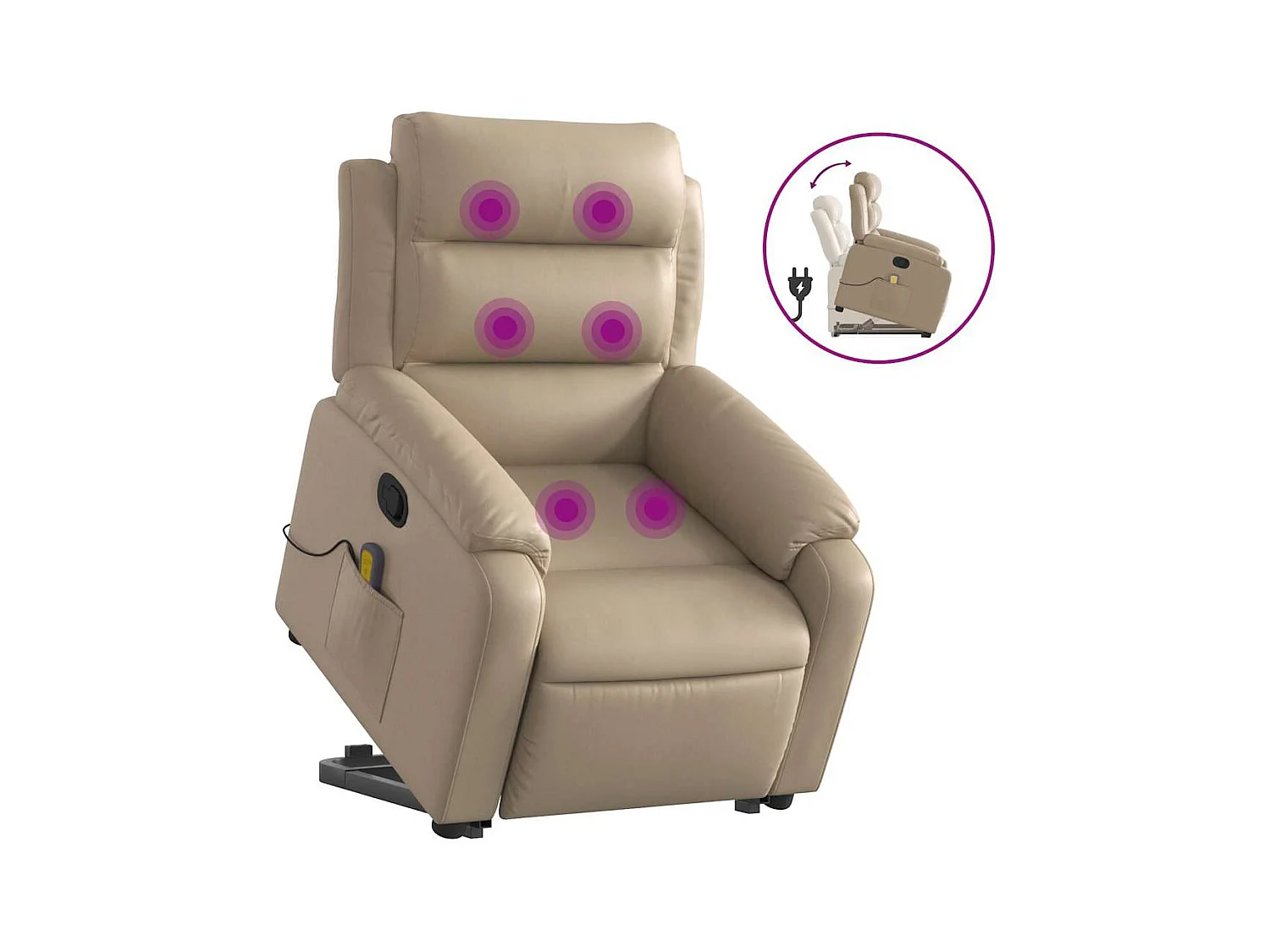 Sillón de relax | Sillón reclinable masaje pie cuero artificial color capuchino SHL7303