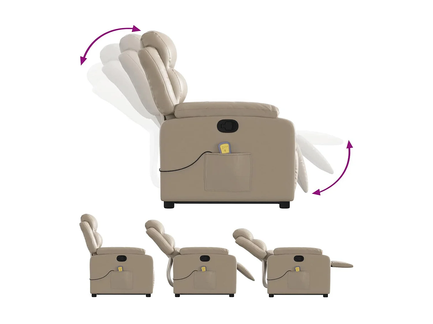 Sillón de relax | Sillón reclinable masaje pie cuero artificial color capuchino SHL7303