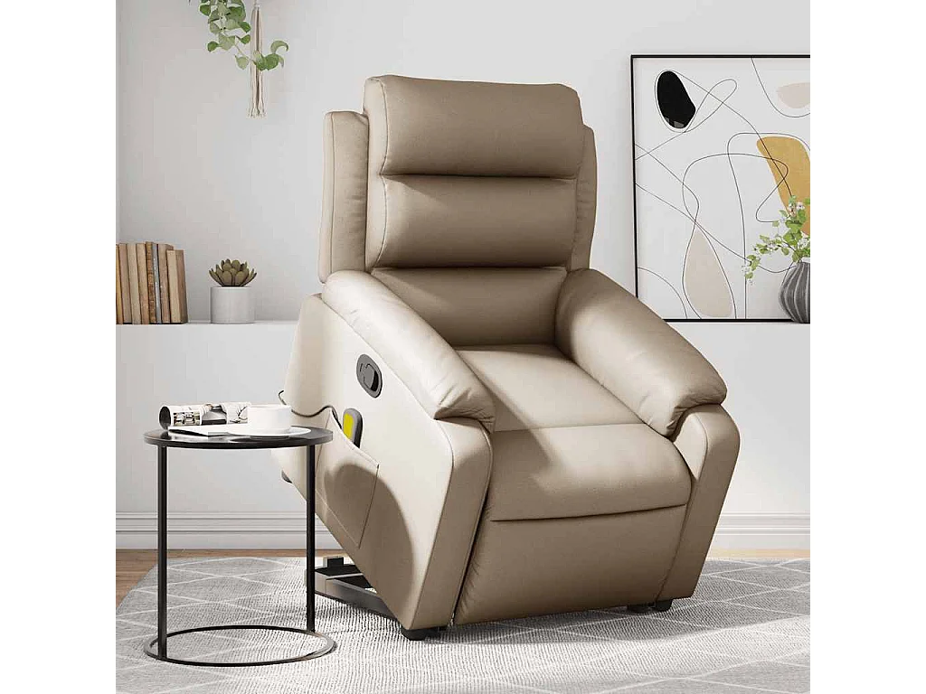 Fauteuil inclinable-Chaise de relax-Fauteuil de Massage Cappuccino Similicuir SHL2837