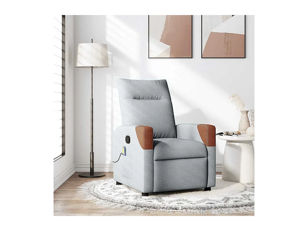 Sillón de relax | Sillón reclinable de masaje de tela gris claro SHL4744