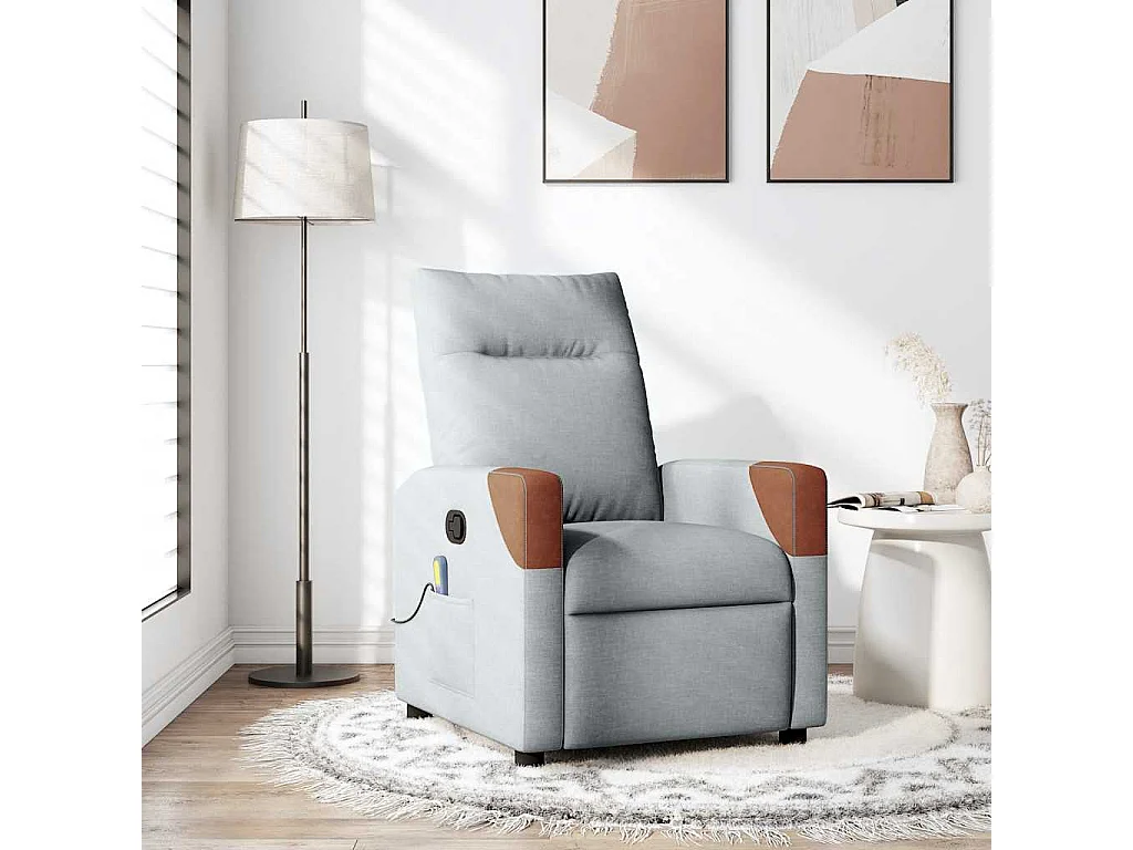 Fauteuil inclinable-Chaise de relax-Fauteuil de Massage Gris clair Tissu SHL3254