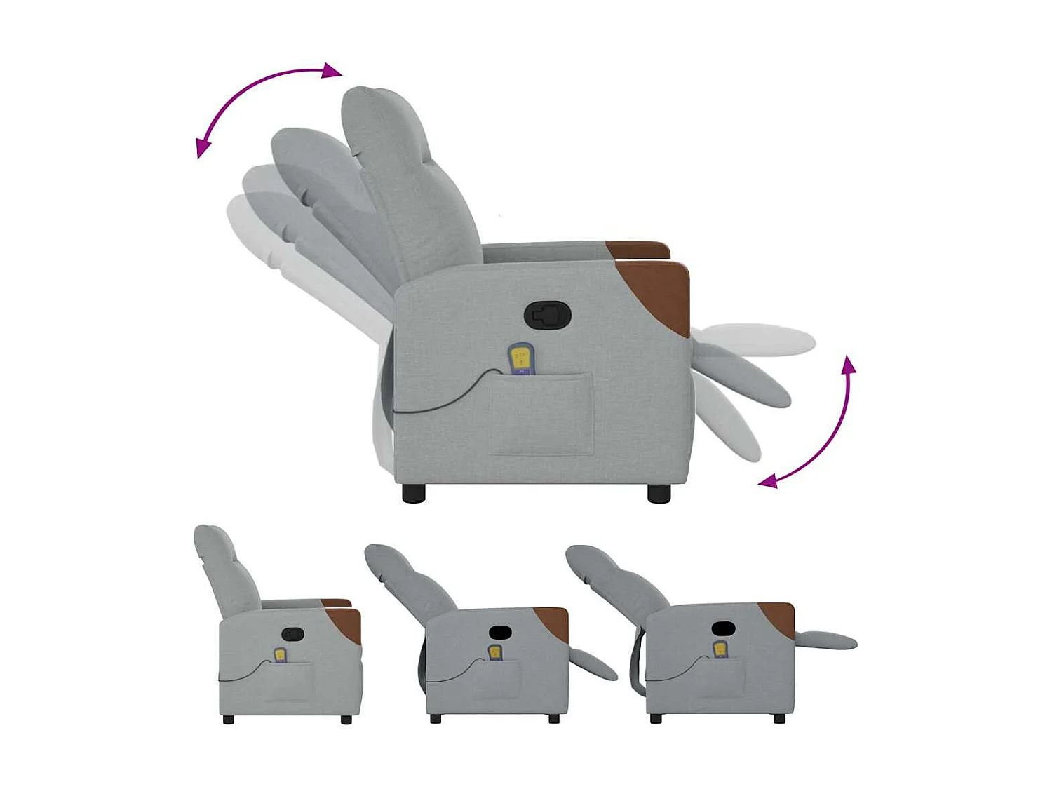 Fauteuil inclinable-Chaise de relax-Fauteuil de Massage Gris clair Tissu SHL3254