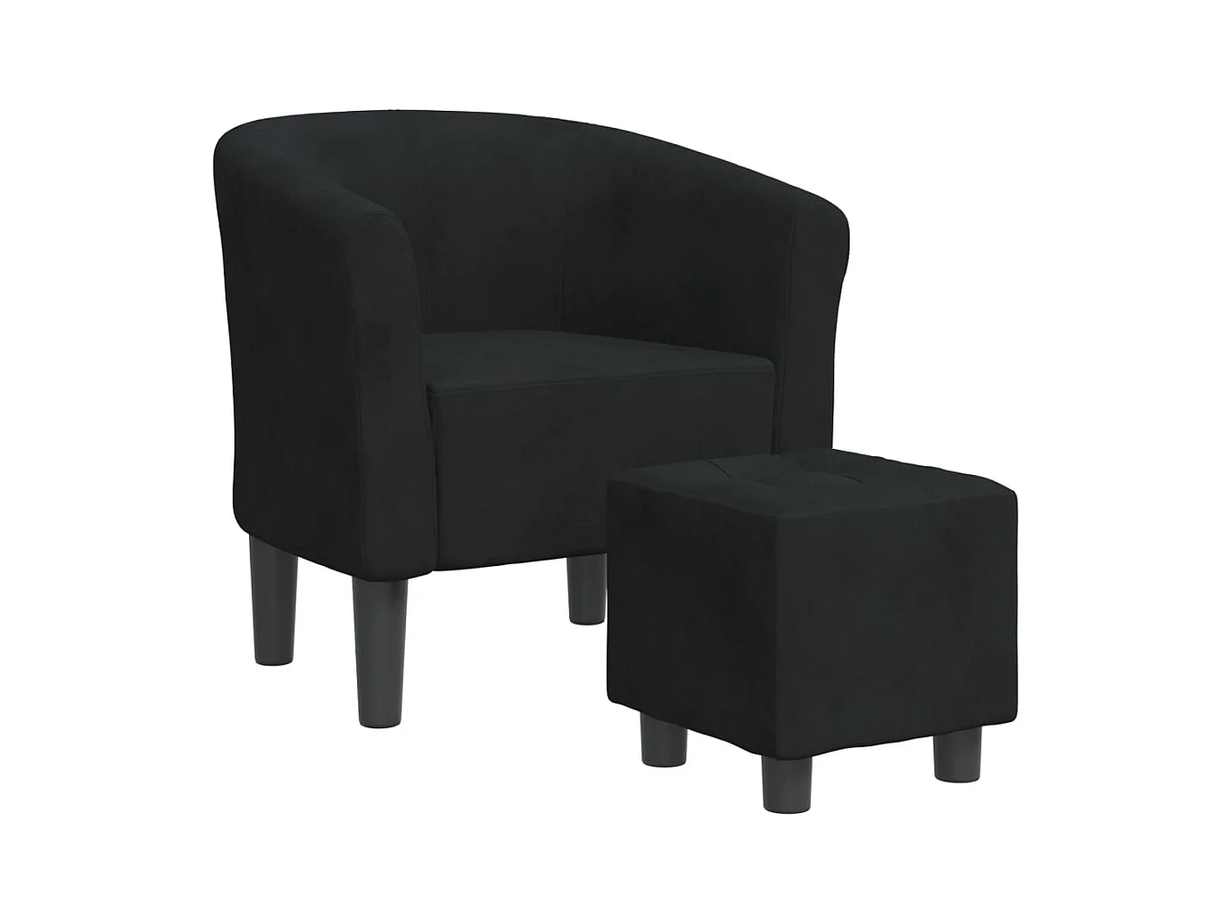 Sillón de salón | Silla de relax con taburete terciopelo negro SHL5514