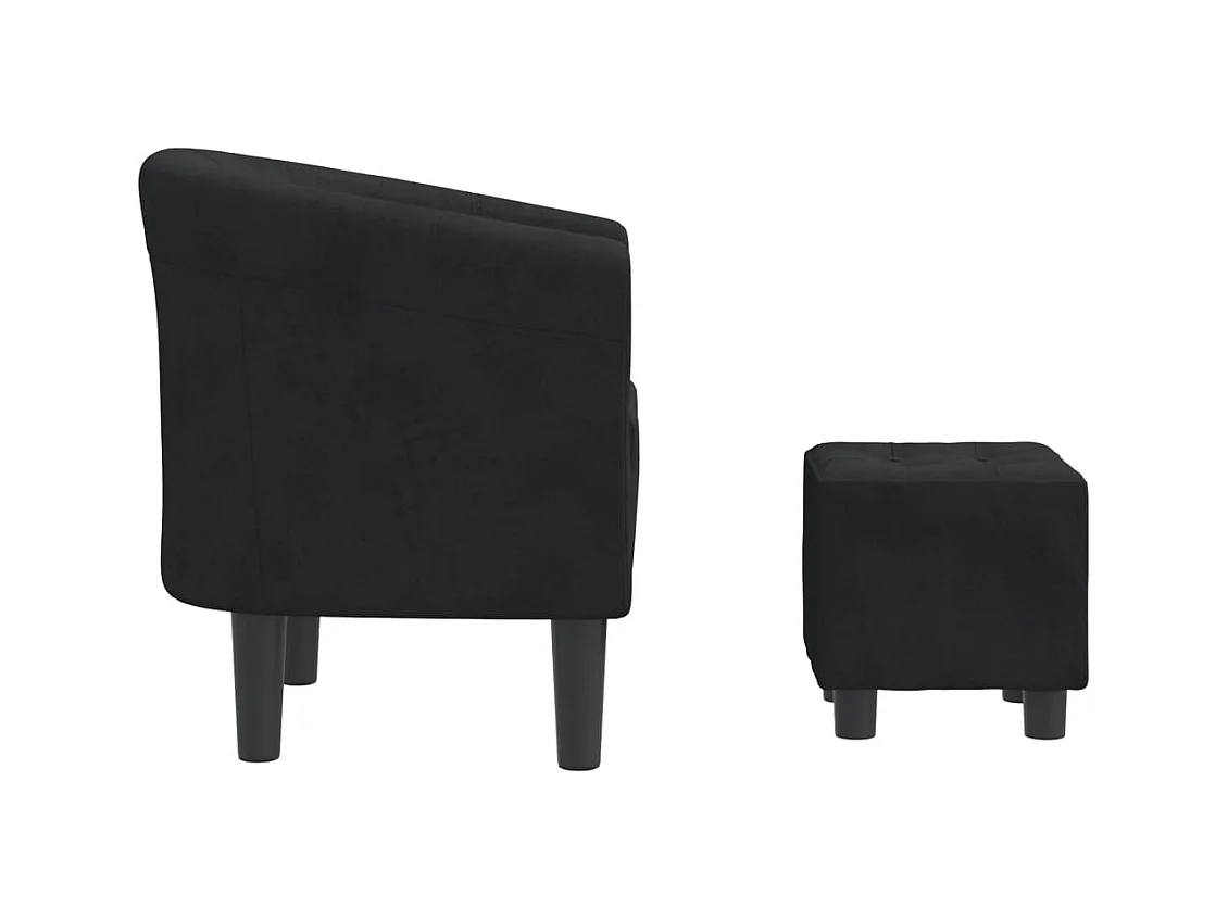 Sillón de salón | Silla de relax con taburete terciopelo negro SHL5514