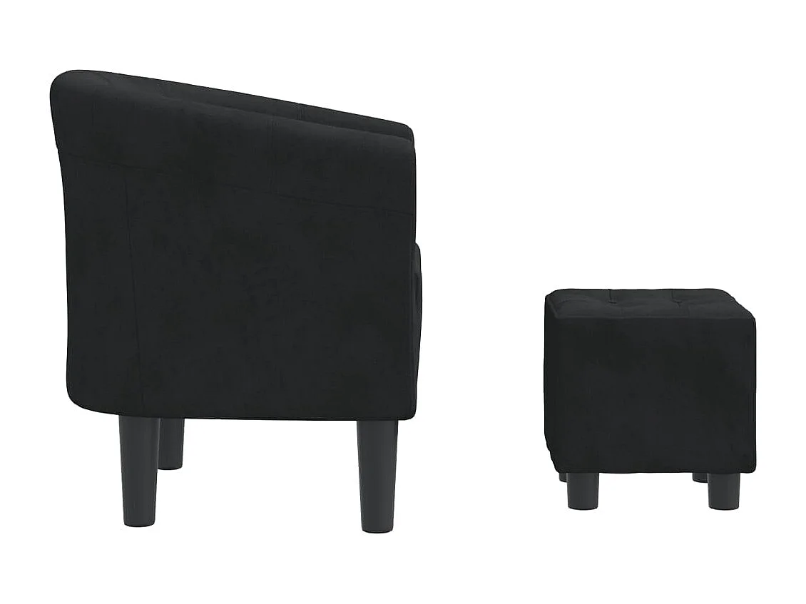Relaxsessel | Clubsessel mit Fußhocker Schwarz Samt SHL4395