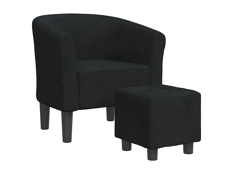 Fauteuil de Salon-Chaise cabriolet avec repose-pied noir velours SHL919