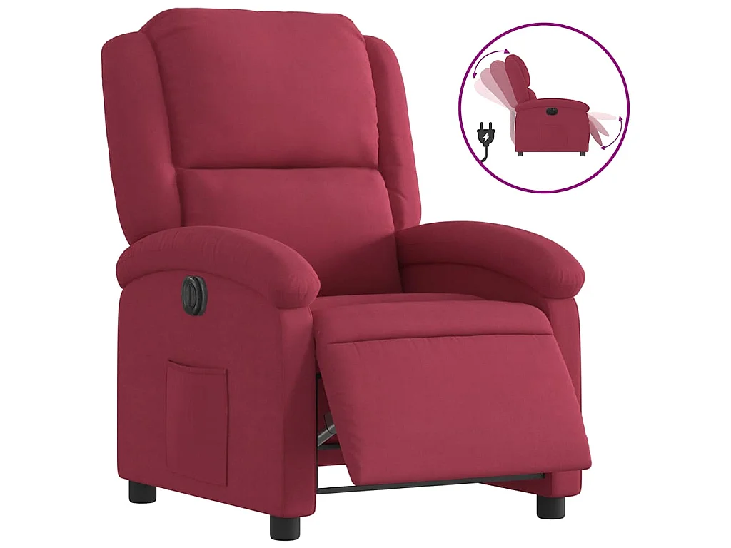 Fauteuil inclinable électrique-Chaise de relax-Fauteuil salon rouge bordeaux velours SHL5435