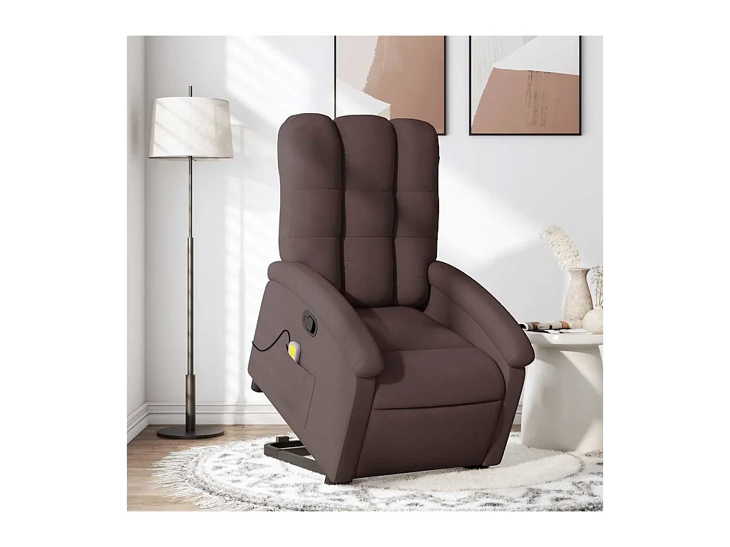 Fauteuil inclinable-Chaise de relax-Fauteuil de Massage Marron foncé Tissu SHL1808
